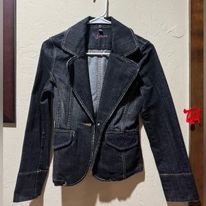 Bebe Women Denim Jacket Dark Wash Size XS